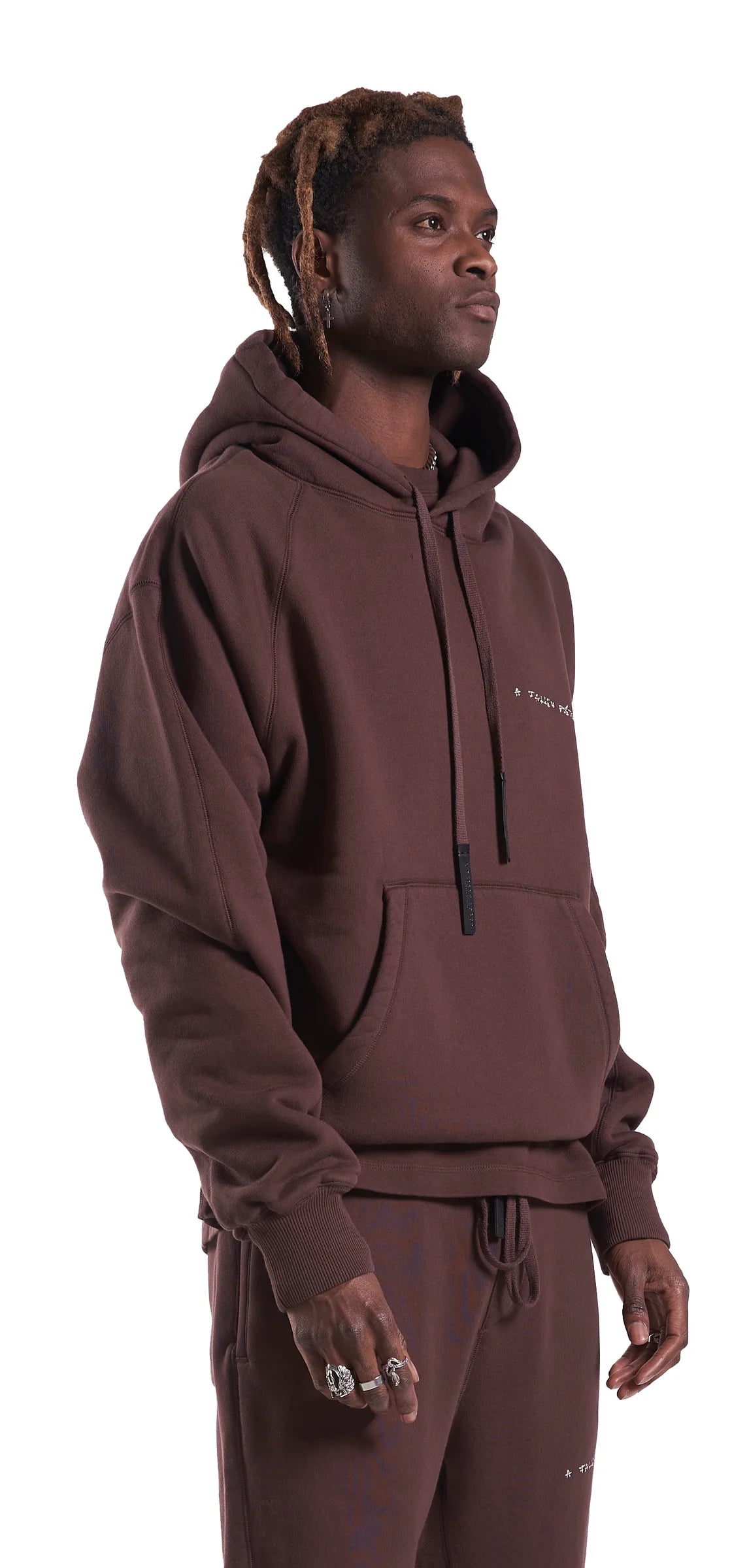 AFP HAND EMBROIDERED CHEST EARTH HOODIE BROWN