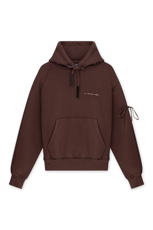 AFP HAND EMBROIDERED CHEST EARTH HOODIE BROWN