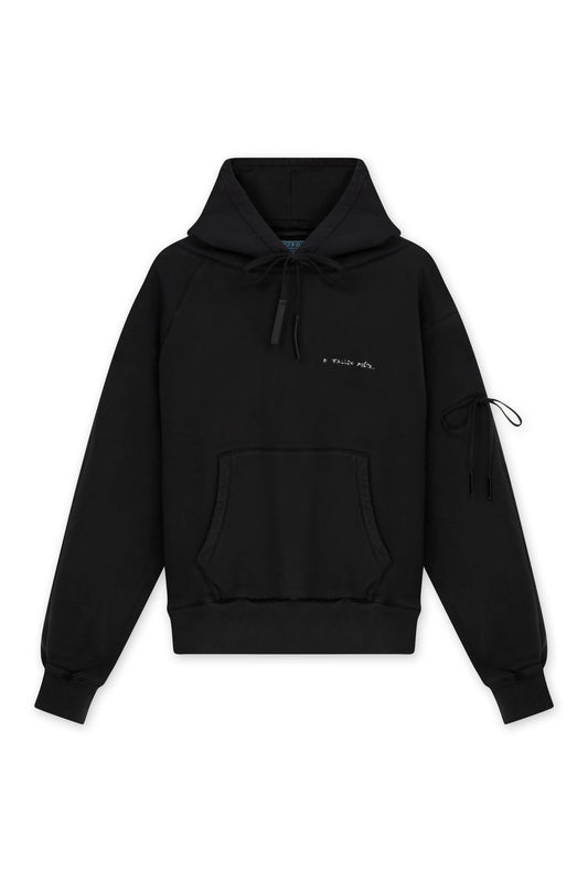 AFP HAND EMBROIDERED CHEST EARTH HOODIE  BLACK