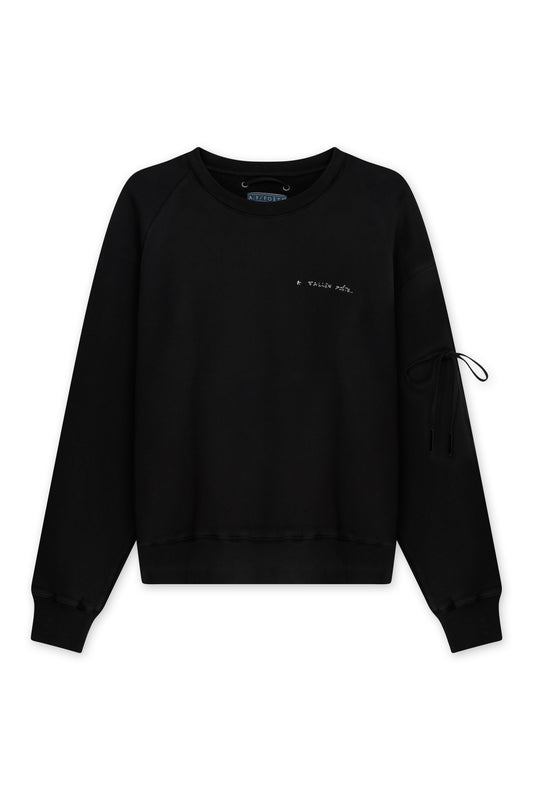 AFP HAND EMBROIDERED CHEST EARTH SWEATER - BLACK